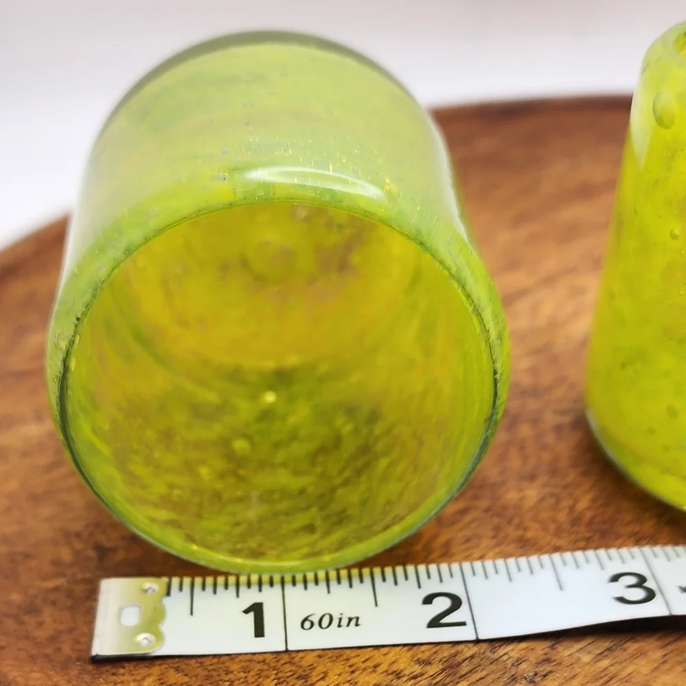 Set of 2 Crate & Barrel Calypso Tealight Votive Candle Holders Neon Yellow Lime